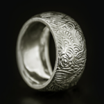 10K White Gold Wedding Ring Scroll