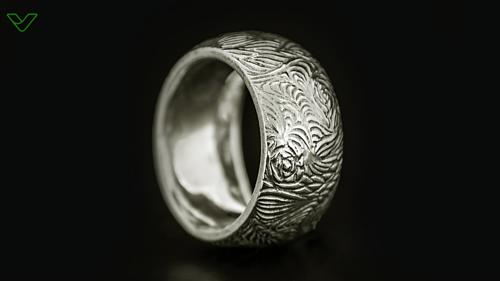 10K White Gold Wedding Ring Scroll