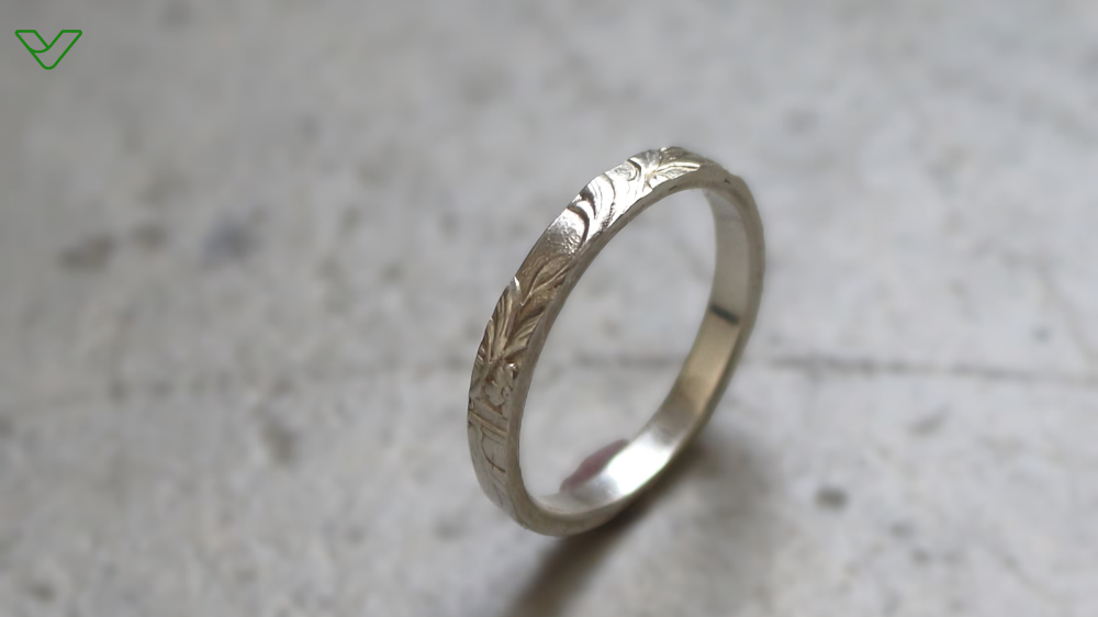 10K White Gold Wedding Ring Scroll